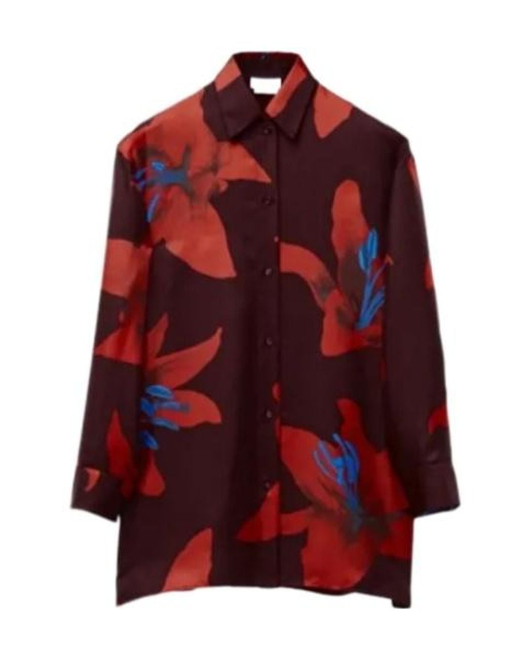 McQueen Red Floral Printed Buttoned Shirt