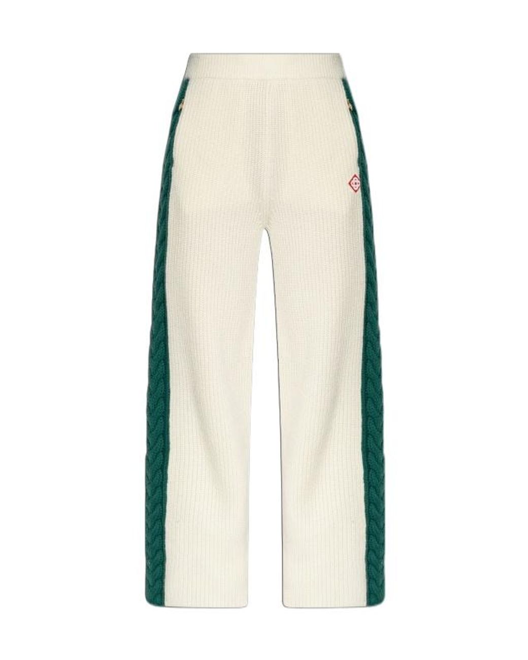 Casablanca White Straight-Leg Cable-Knit Trousers