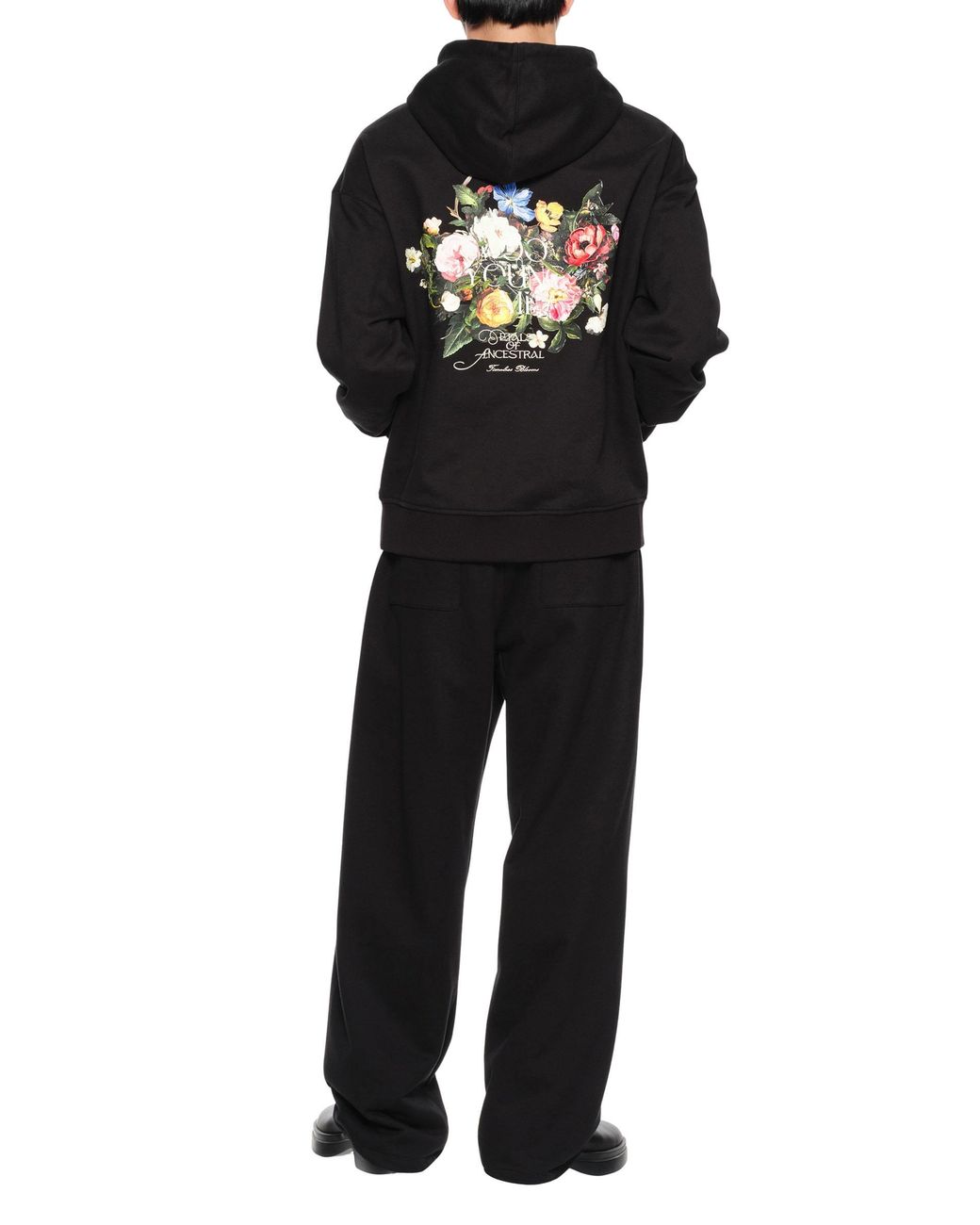 Wooyoungmi Black Floral Motif Hoodie for men