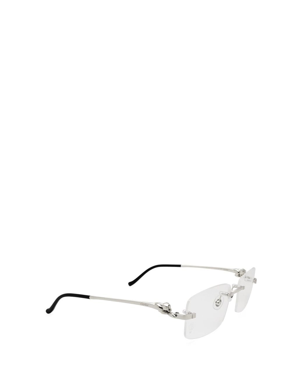 Cartier White Rimless Rectangular Glasses