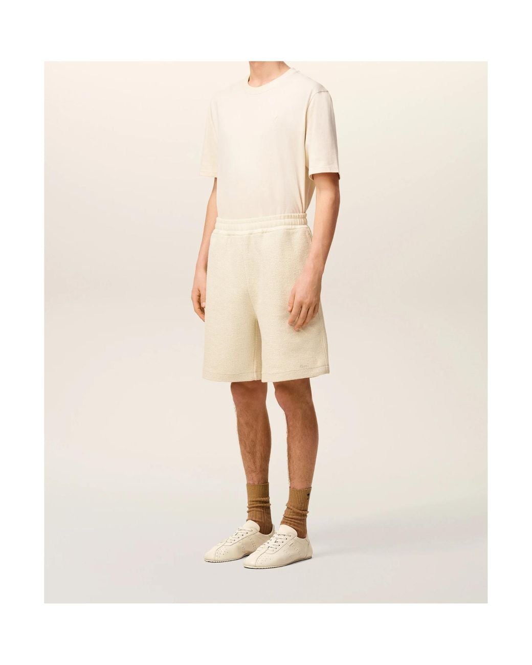 AMI Natural Curly Logo Detailed Bermuda Shorts for men