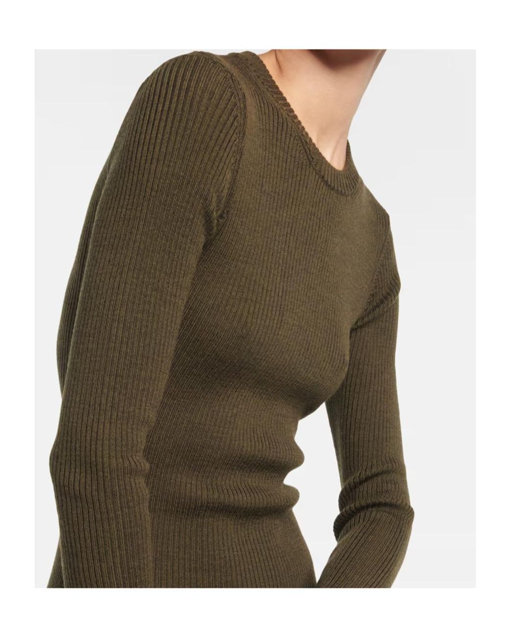 Wardrobe NYC Green Ribbed Knit Crew Neck Dress