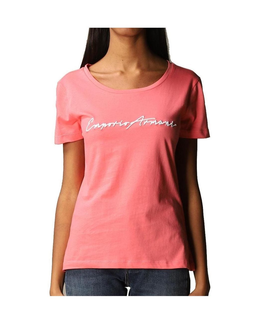 Emporio Armani Pink Crew Neck Logo T-Shirt