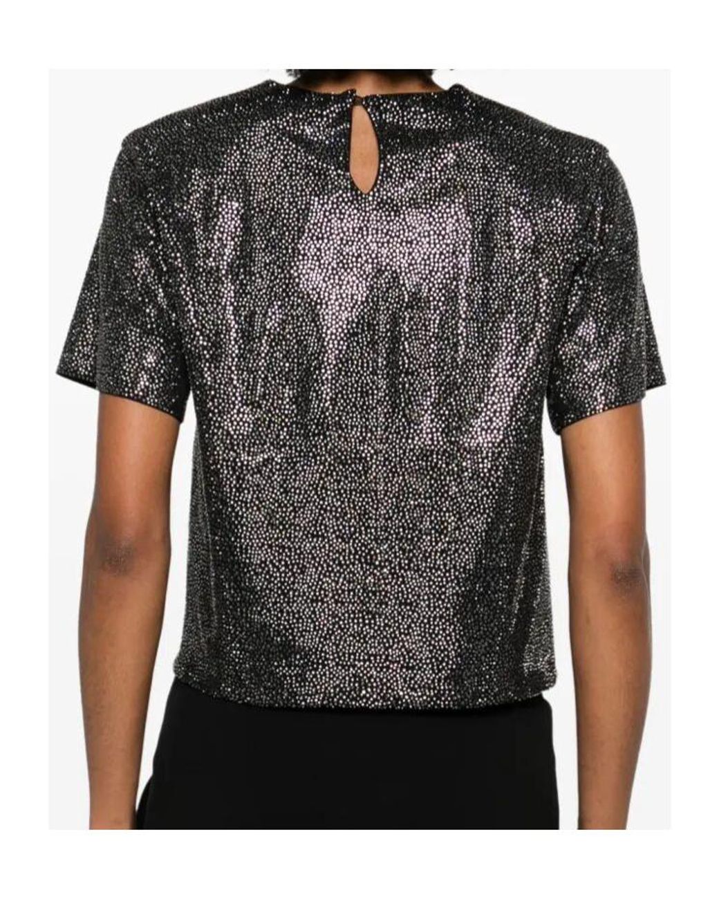 GIUSEPPE DI MORABITO Black Embellished Short Sleeve Top