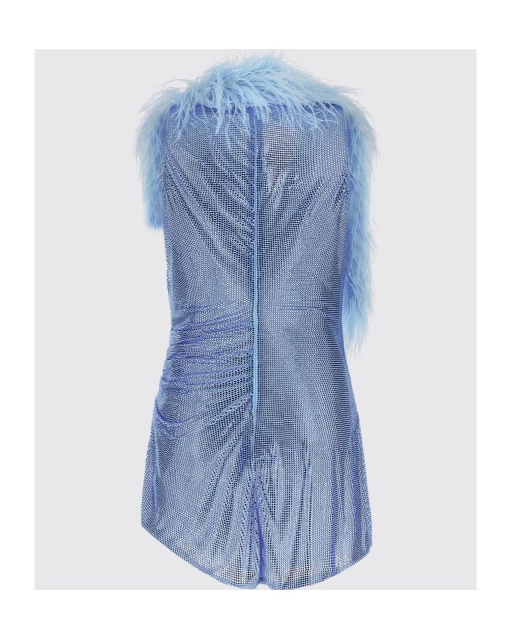GIUSEPPE DI MORABITO Blue Draped Feather Mini Dress