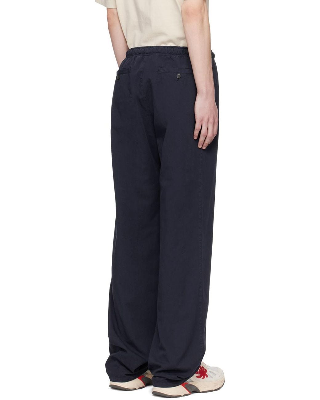 Palm Angels Blue Logo Embroidered Drawstring Pants for men