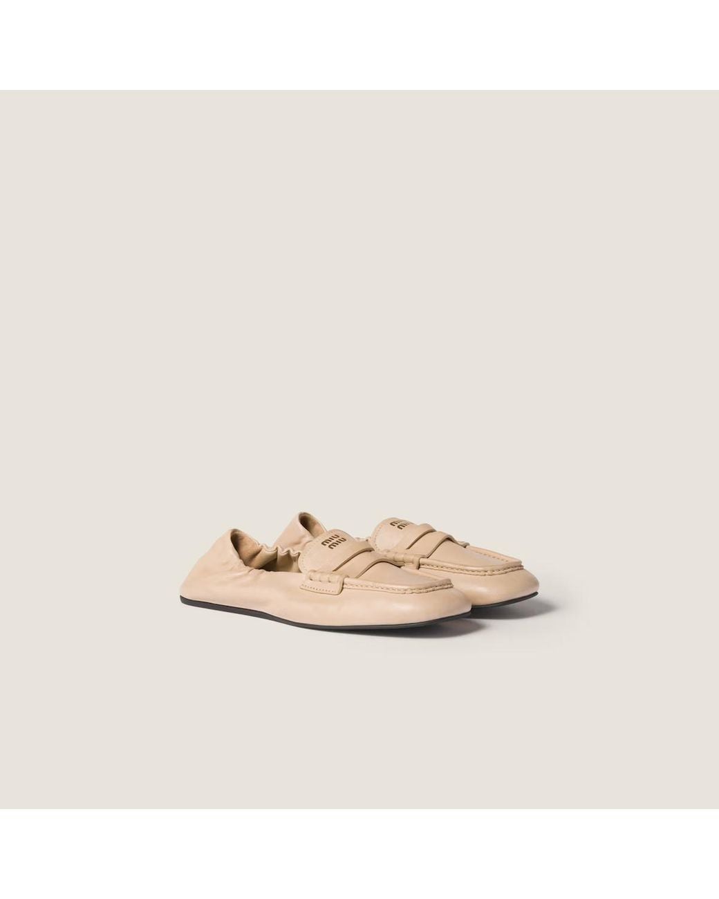 Miu Miu Natural Square Toe Loafers