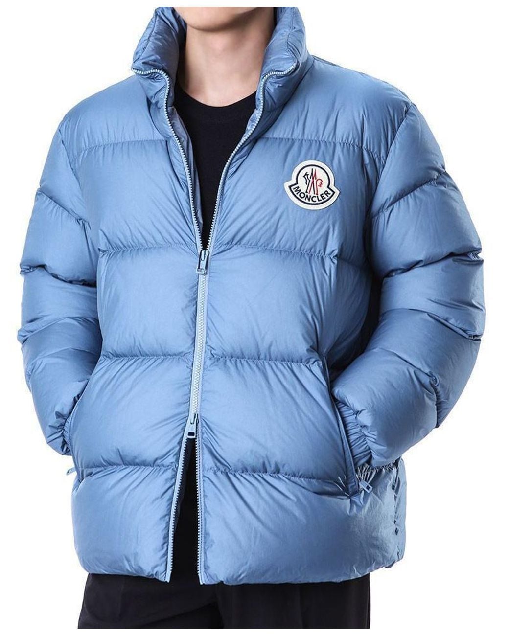 Moncler Blue Citala Big Logo Patch Down Jacket for men