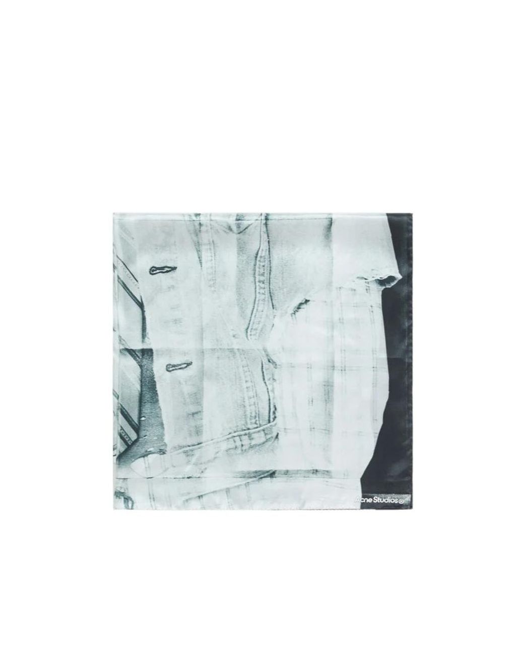 Acne Blue Silk Collage Scarf for men