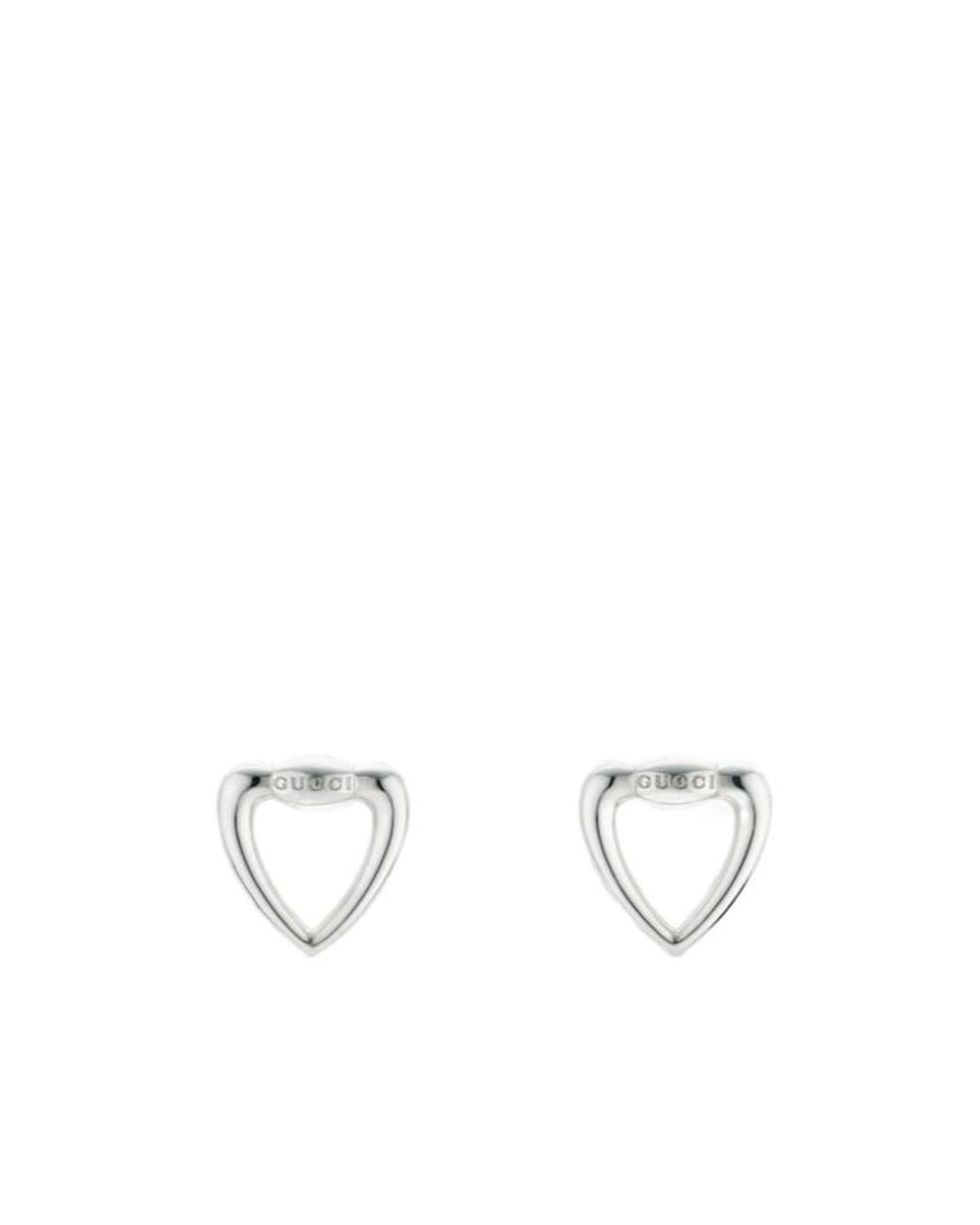 Gucci White Heart Stud Earrings