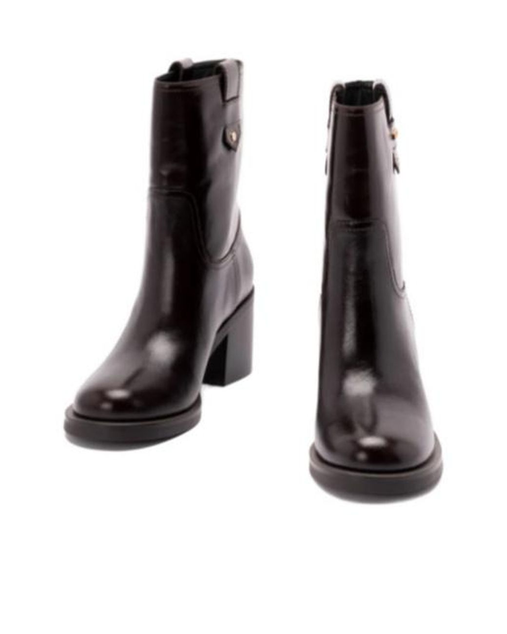Twinset Brown Block-Heel Leather Boots