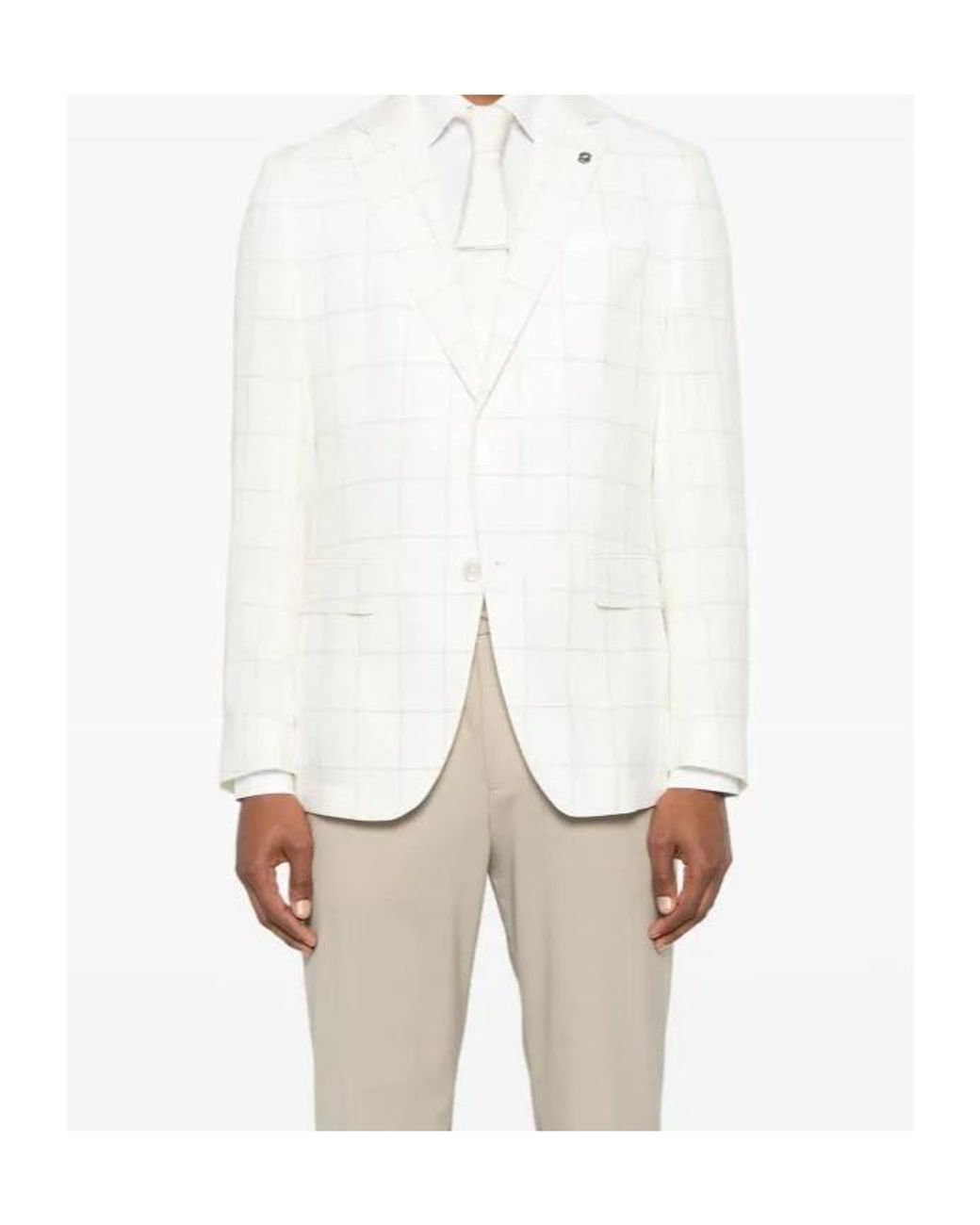 Boss White Checked Blazer for men