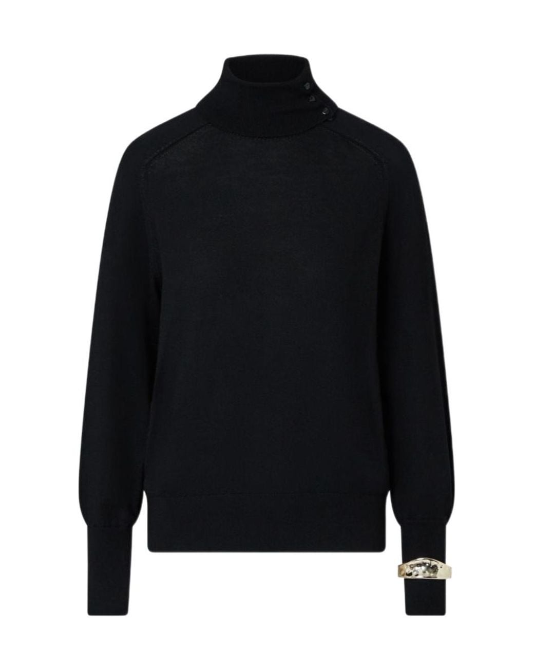 Liu Jo Black Button Cuff High Neck Knitted Sweater