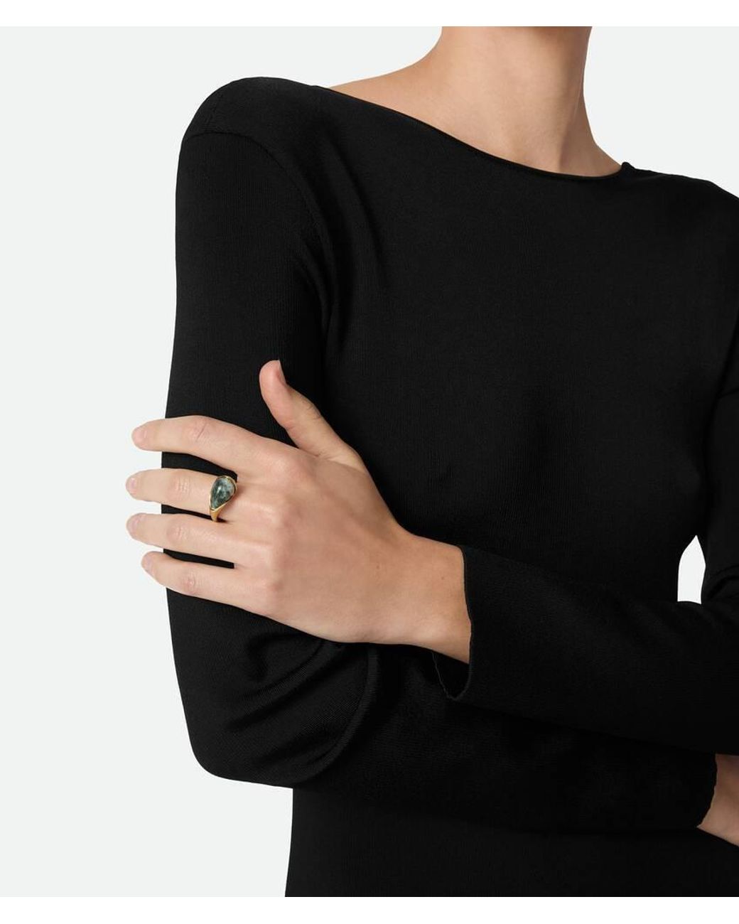 Bottega Veneta Green Small Drop Marble Ring