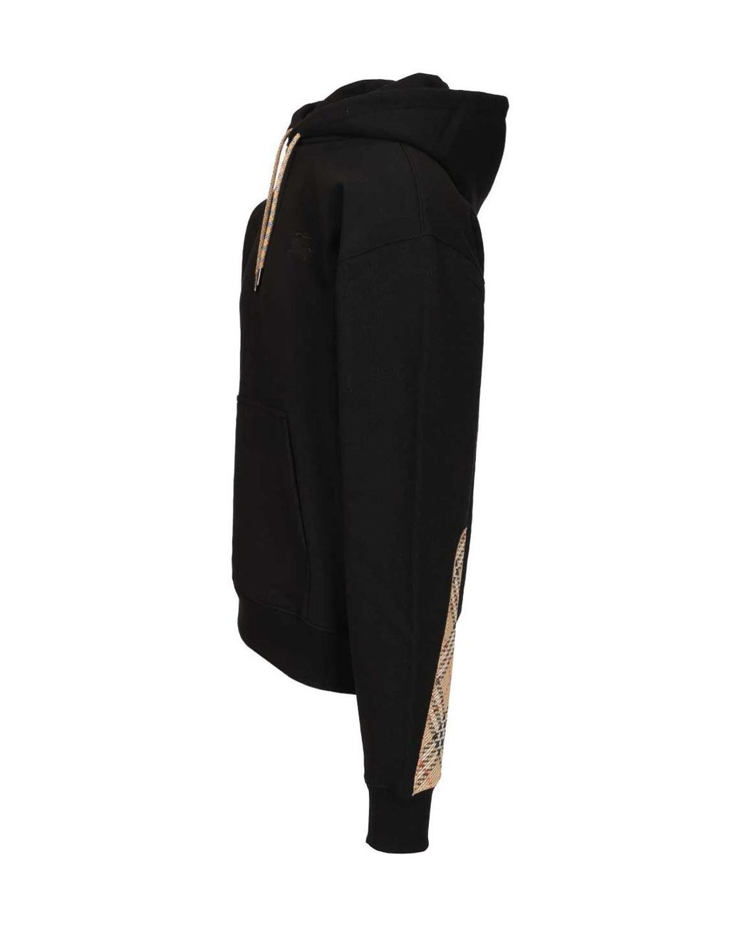 Burberry Black Checked Drawstring Hoodie for men
