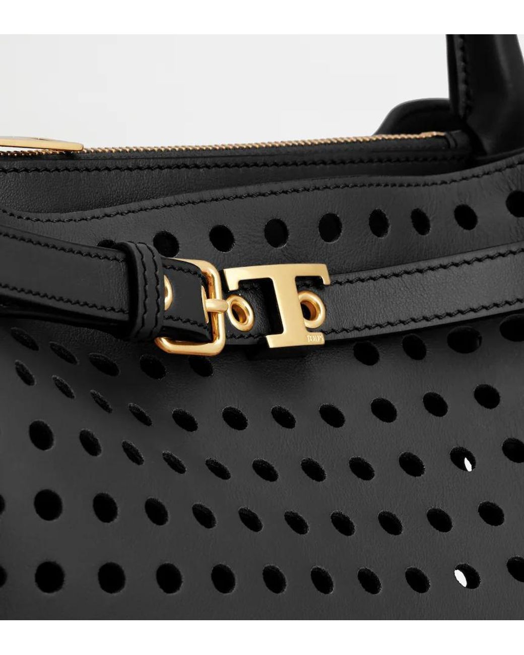 Tod's Black Tim Perforated Tote Bag