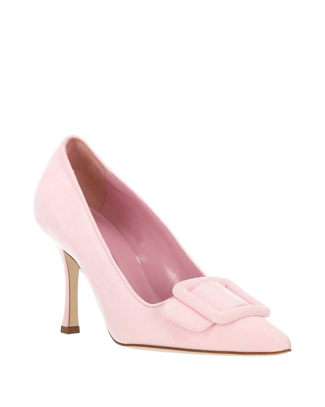Manolo Blahnik Pink Buckled Pointed Heeled Pumps