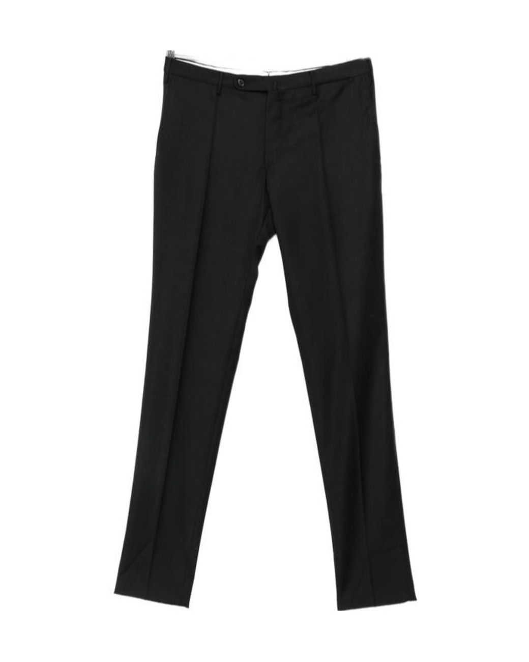 Incotex Black Pressed-Crease Belt-Loop Trousers for men