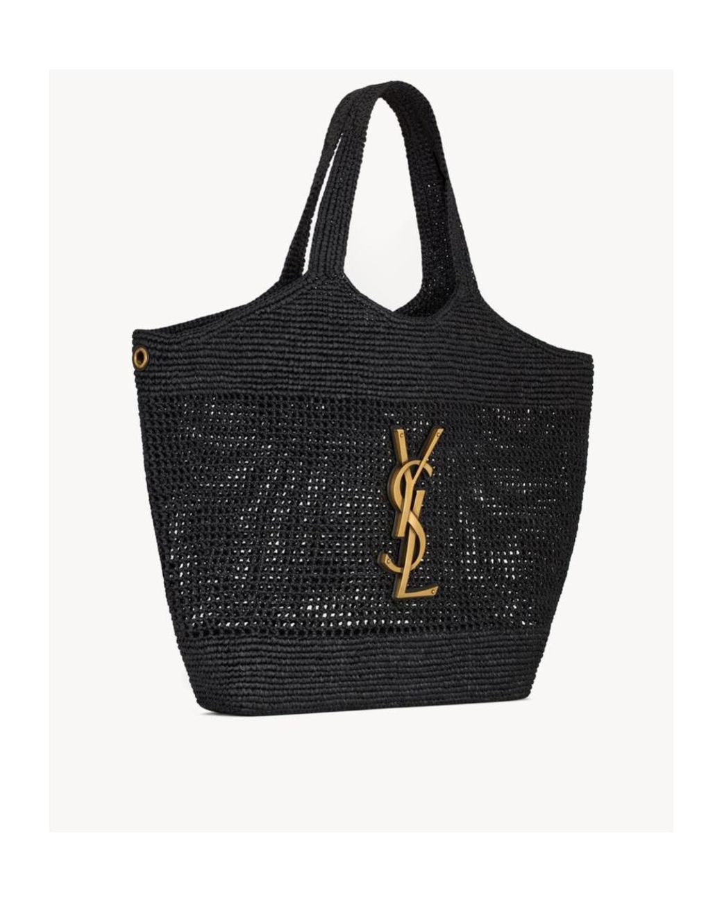 Saint Laurent Black Icare Logo Plaque Tote Bag