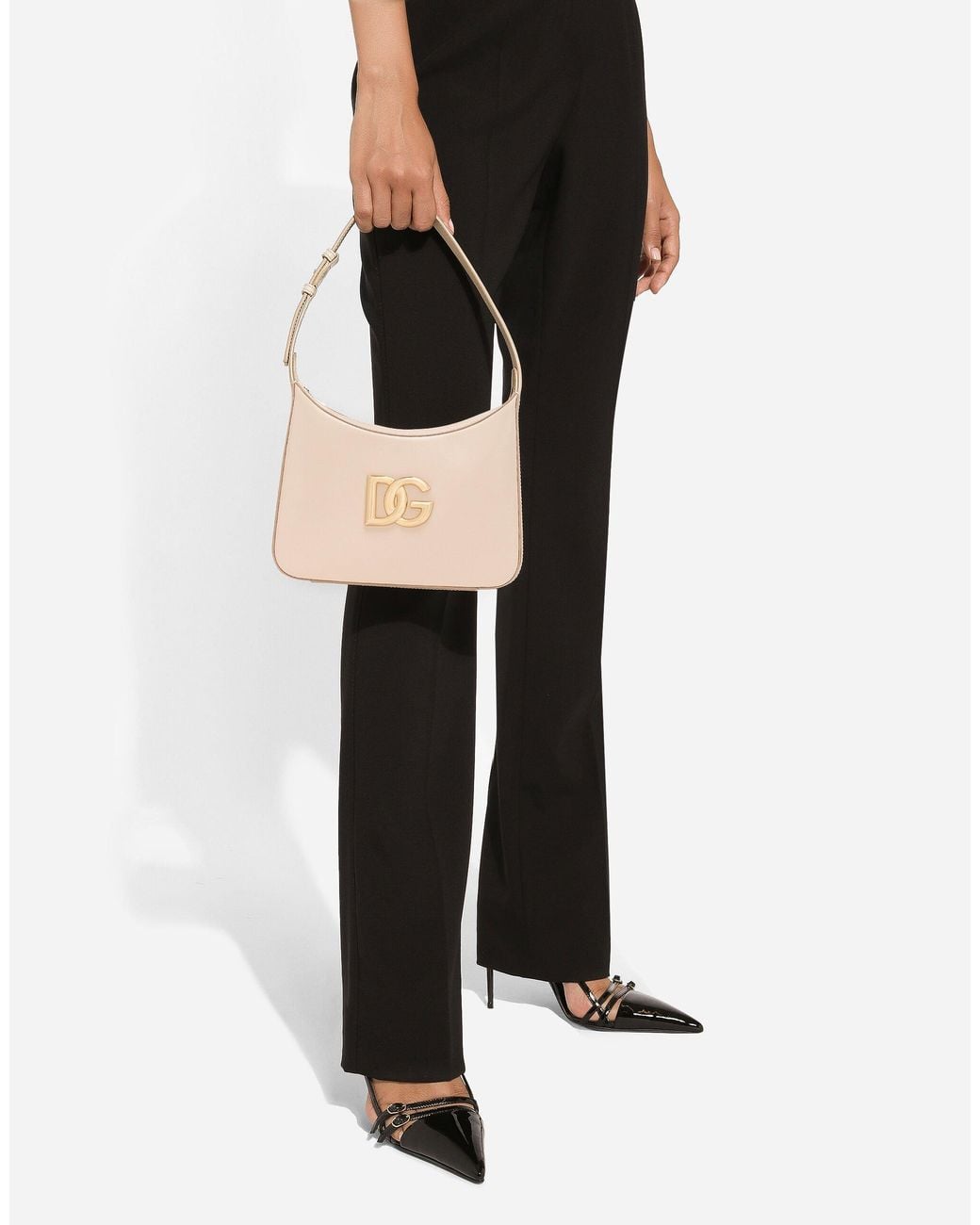 Dolce & Gabbana White Logo Plaque Shoulder Bag