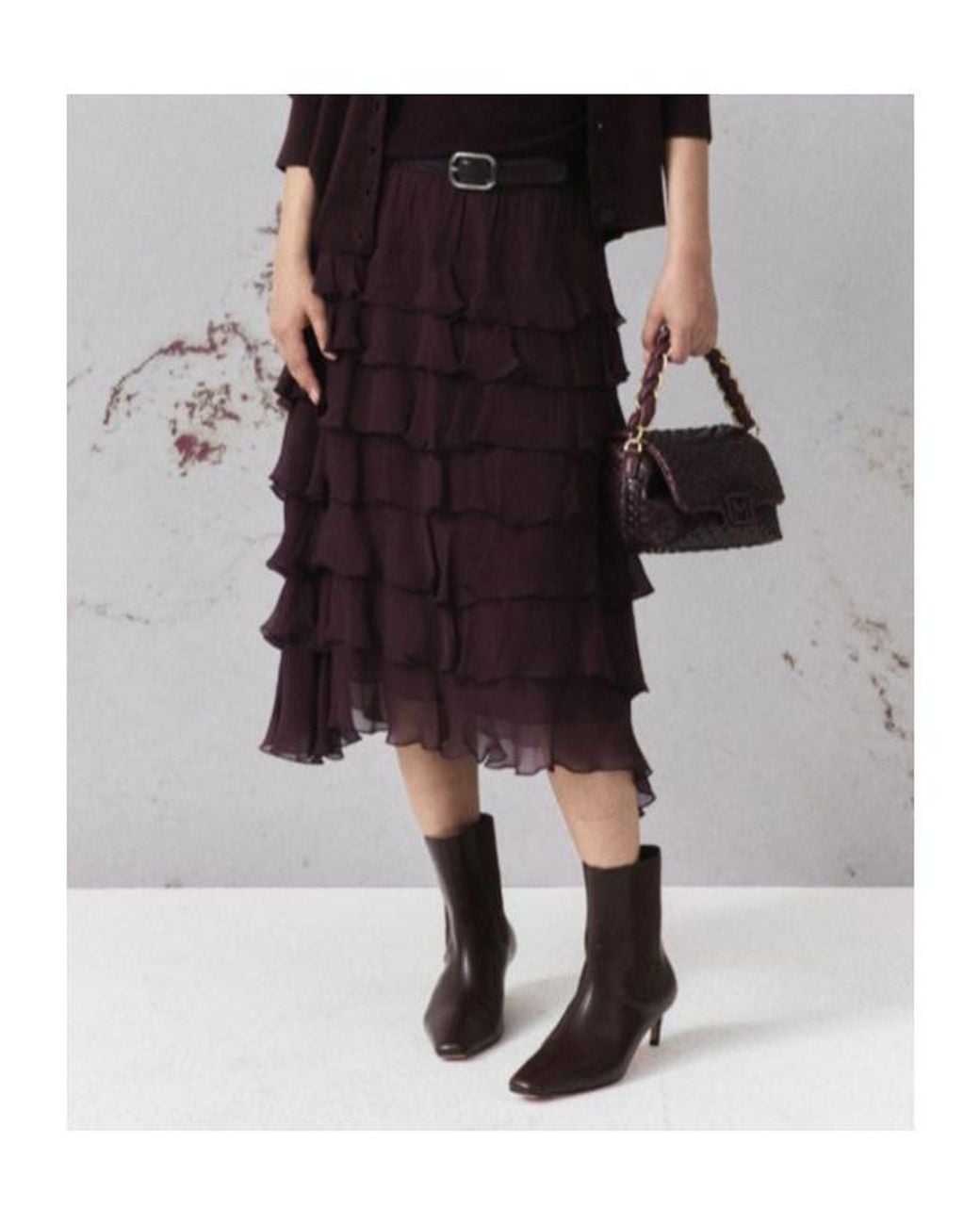 Marella Purple Flounced Crepon Skirt