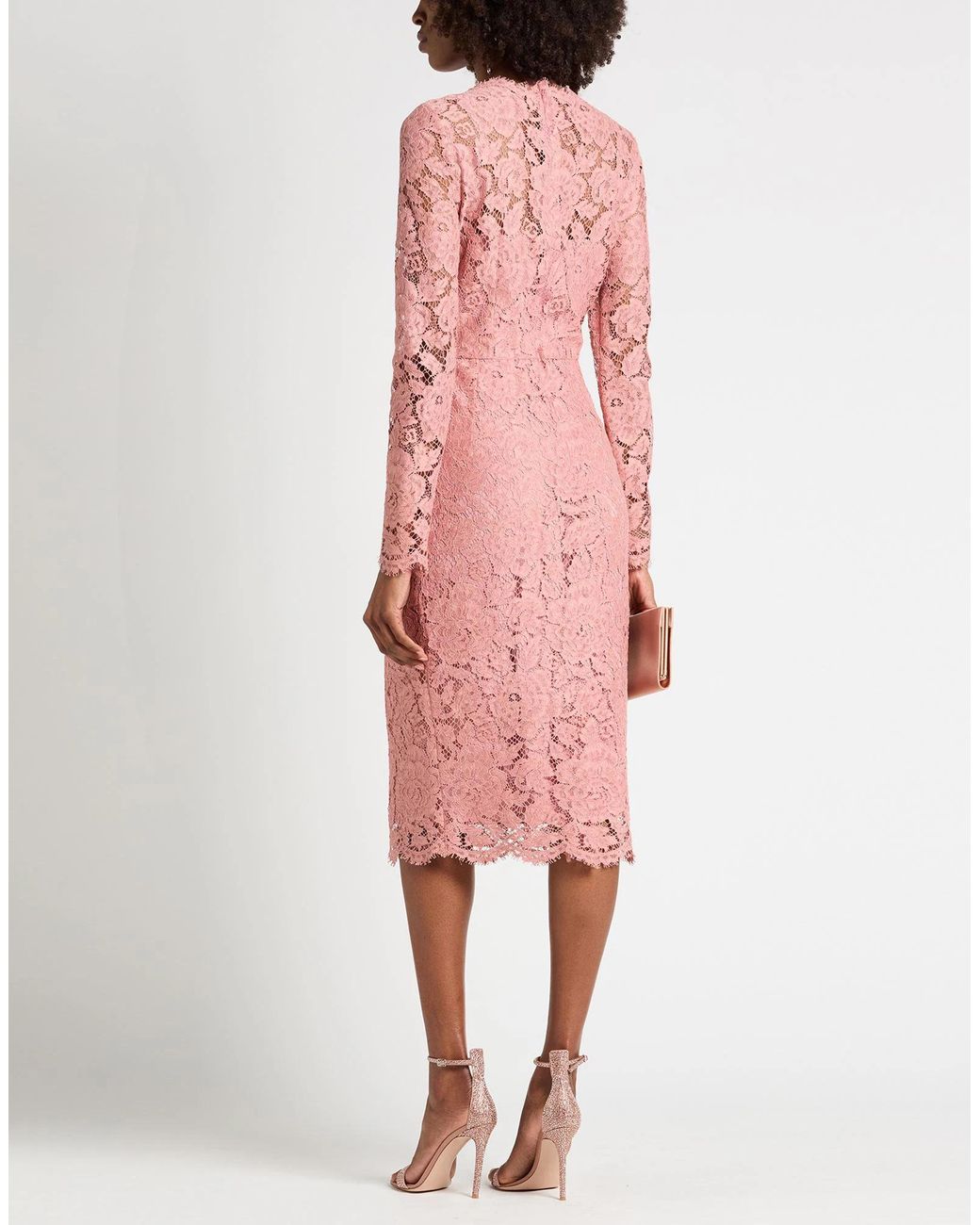 Dolce & Gabbana Pink Bodycon Lace Dress
