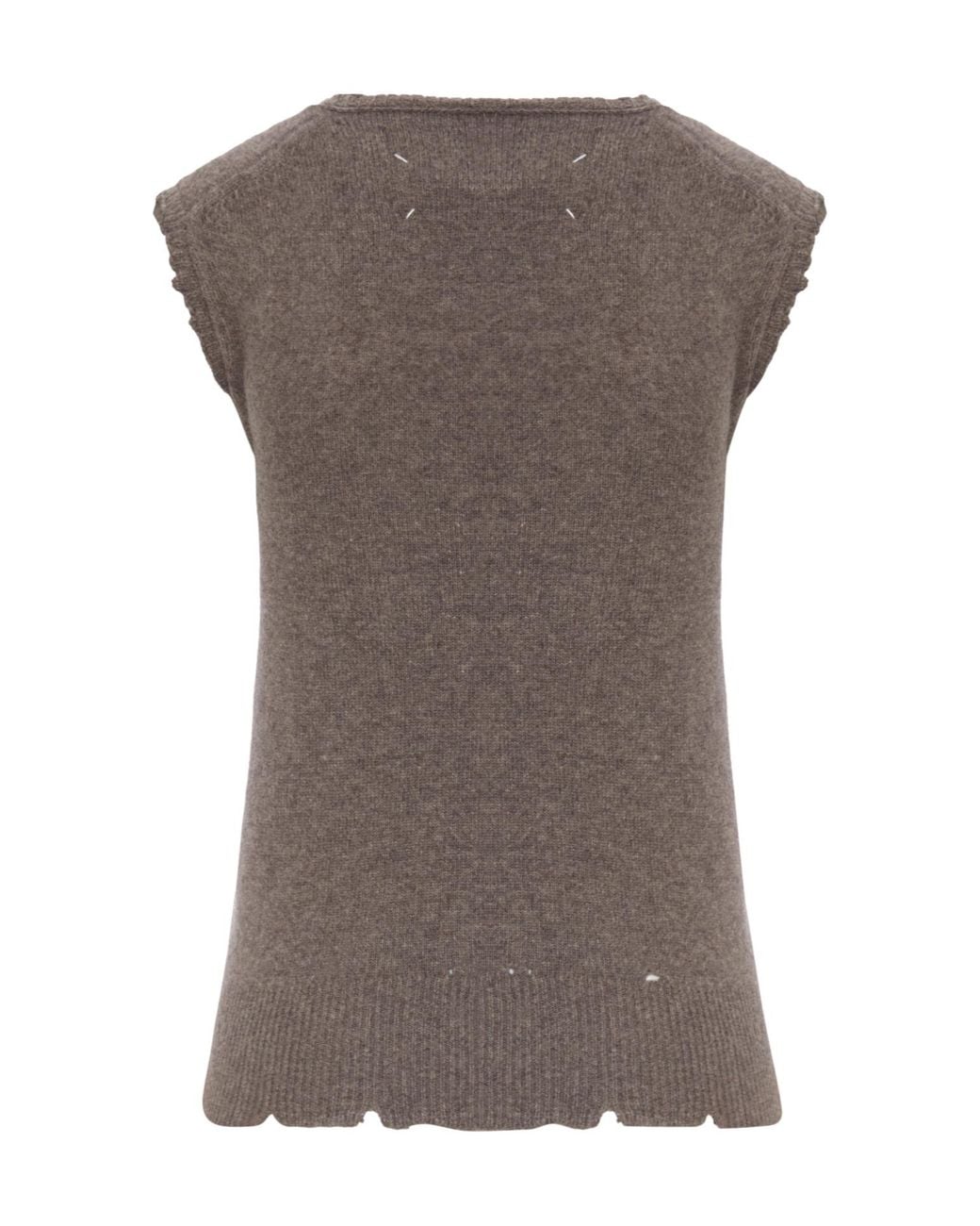 Maison Margiela Brown Distressed V-Neck Vest