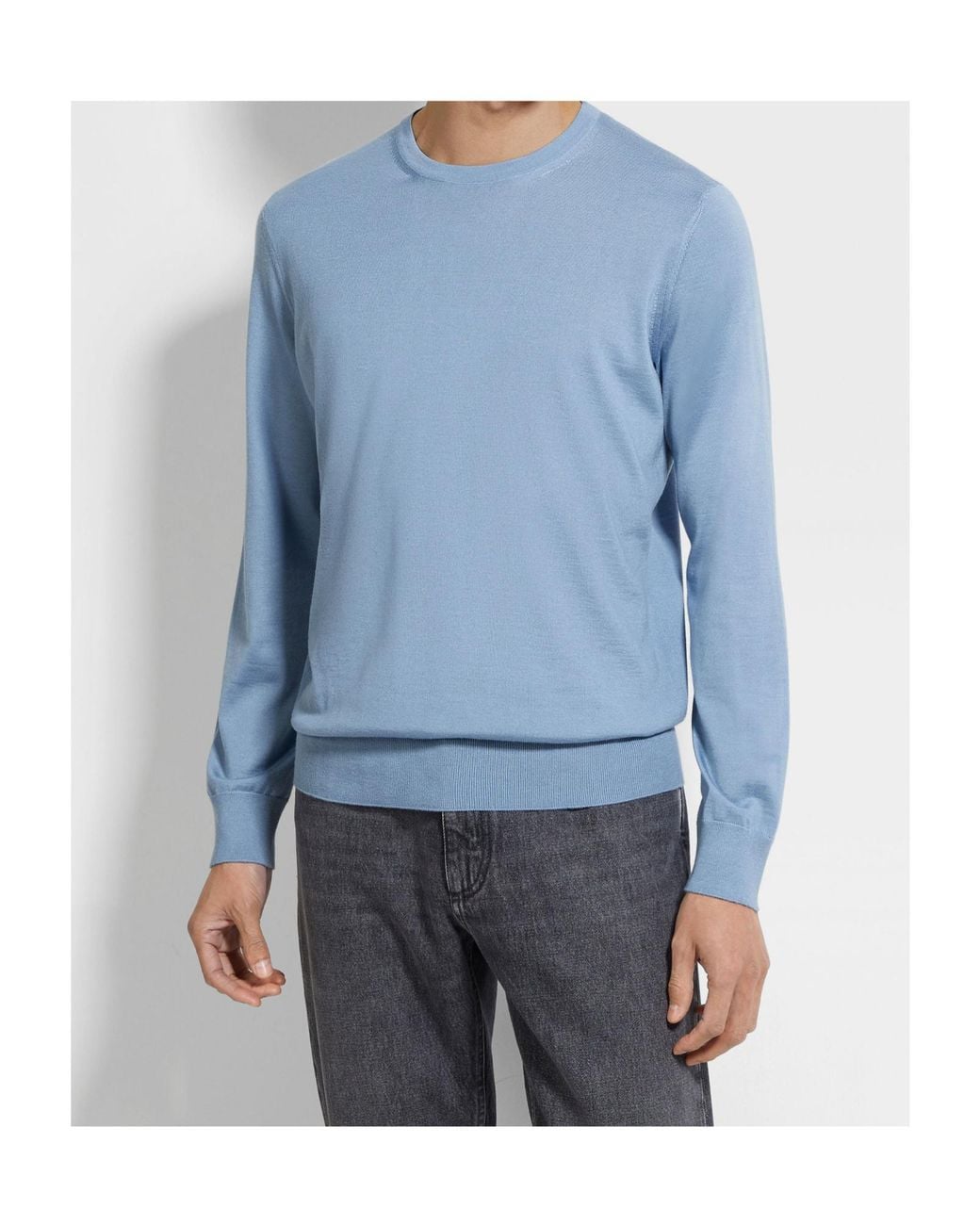 Zegna Blue Crew-Neck Sweater for men