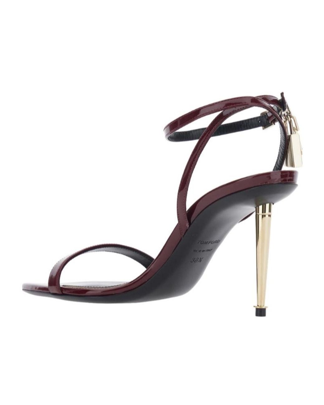 Tom Ford Metallic Padlock-Detail Ankle-Strap Sandals