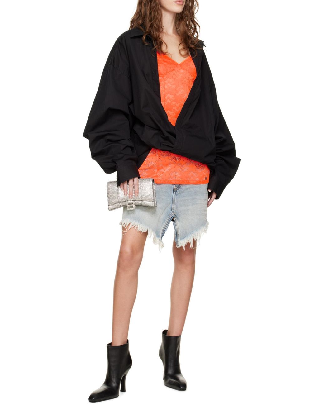 Balenciaga Blue Cut-Up Denim Mini Skirt