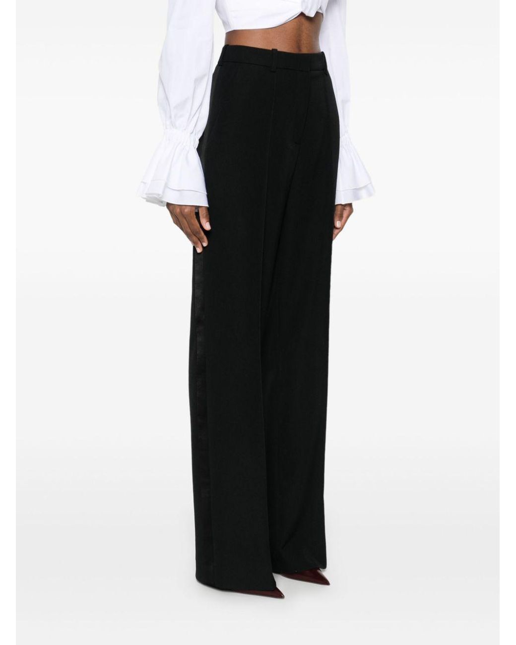 Balmain Black Tailored Grain De Poudre Trousers