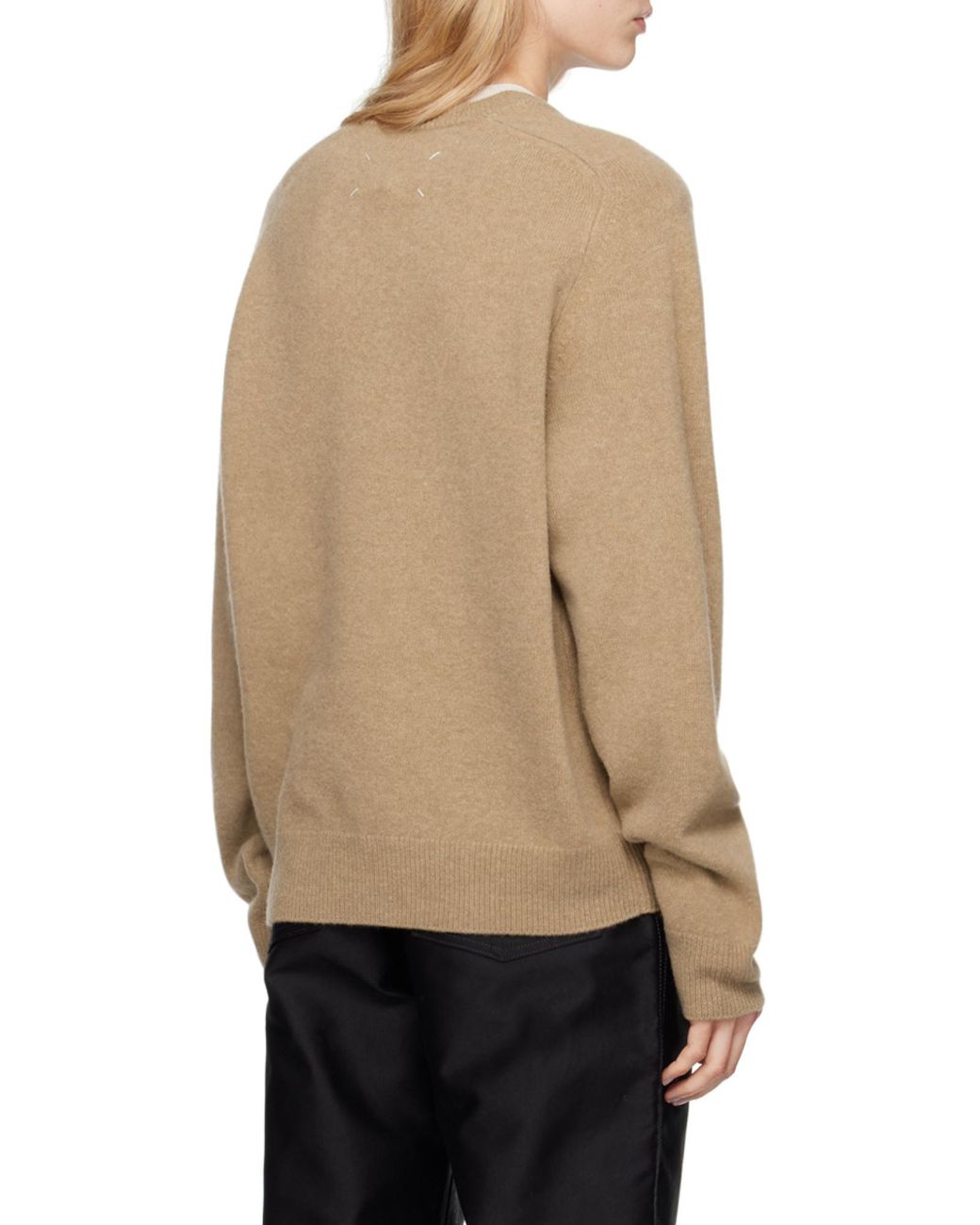 Maison Margiela Natural Four-Stitch V-Neck Jumper for men