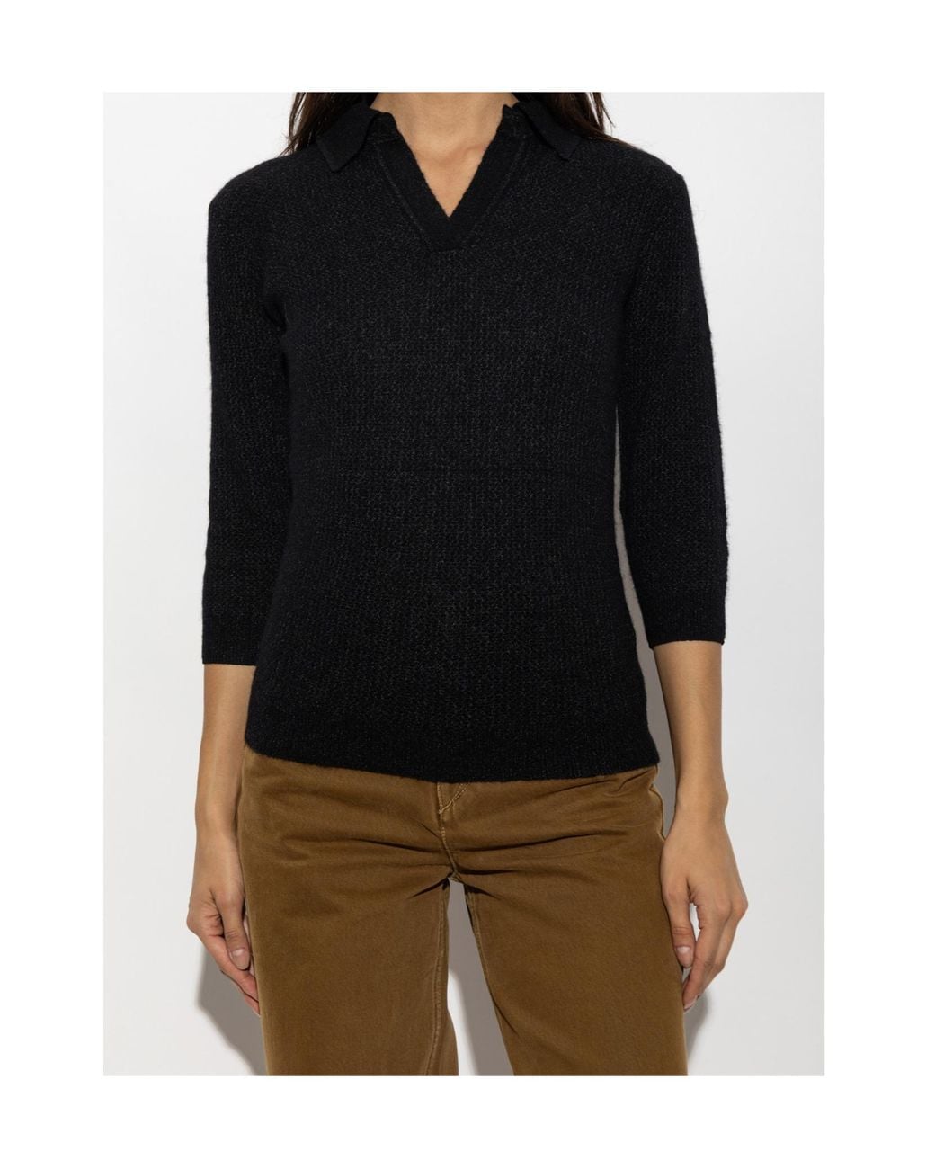 Isabel Marant Black Isabel Marant Étoile Nathalie Polo Knitted Top