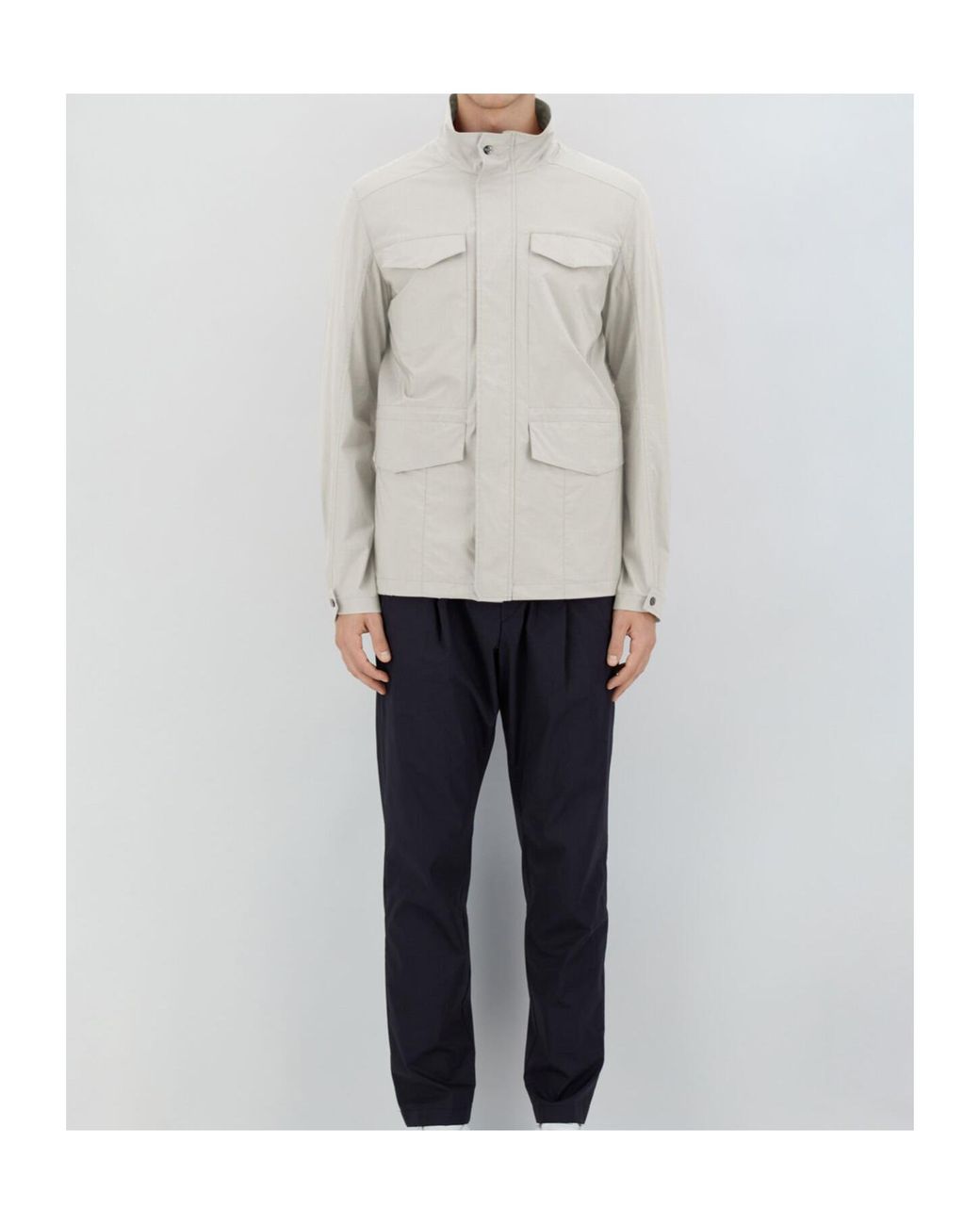 Herno White High Collar Long Sleeve Casual Jacket for men