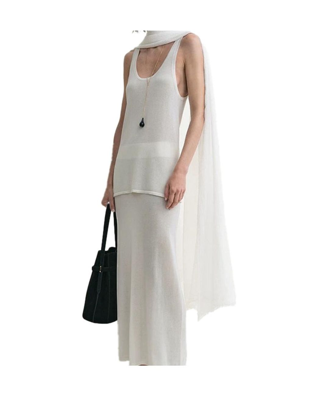 Totême White Totême Sleeveless Knitted Tank Top