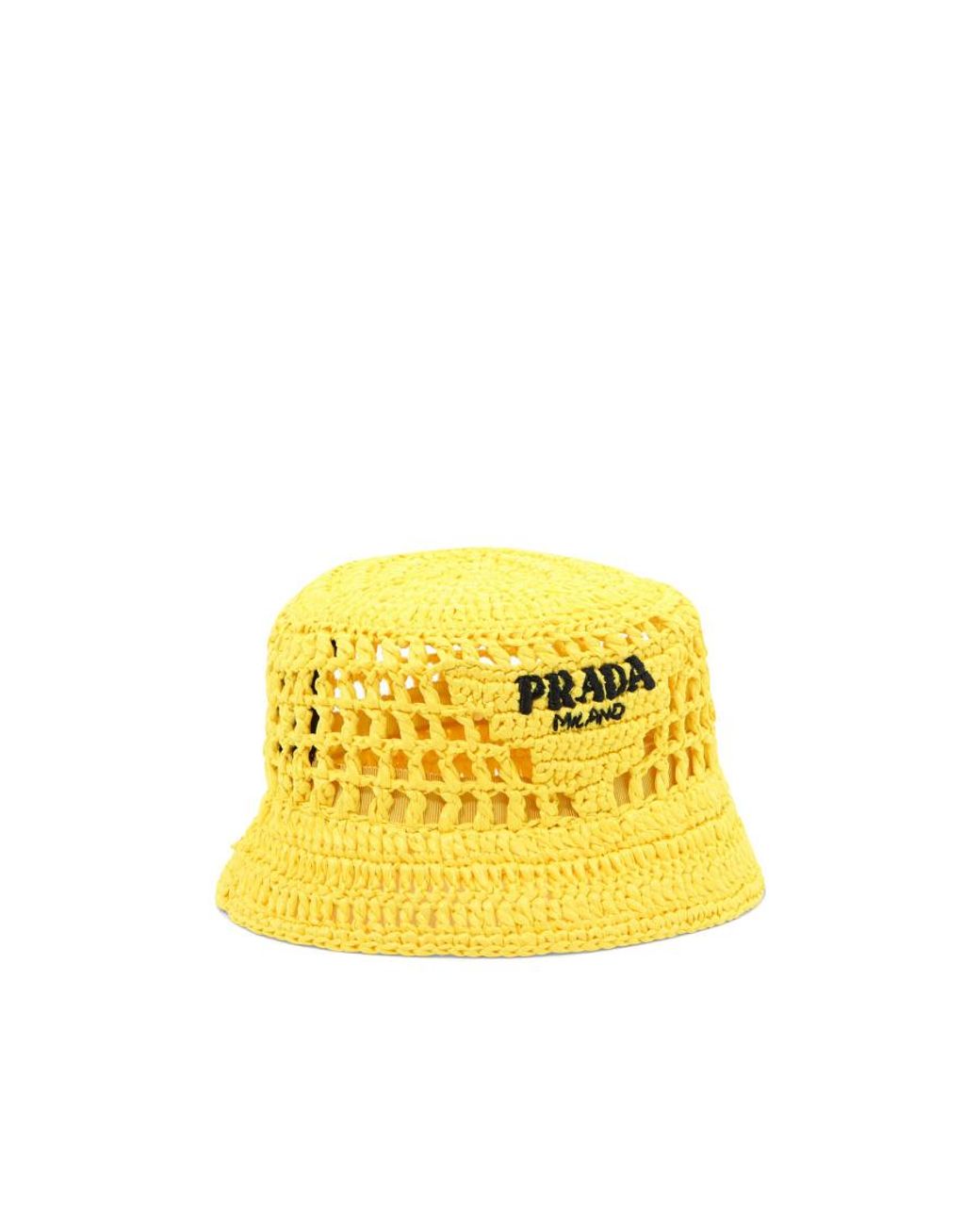 Prada Yellow Raffia Bucket Hat for men