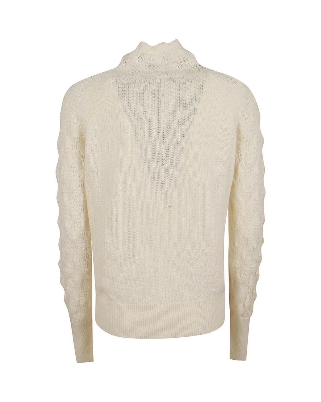 Ermanno Scervino White Pointelle High Neck Knitted Sweater