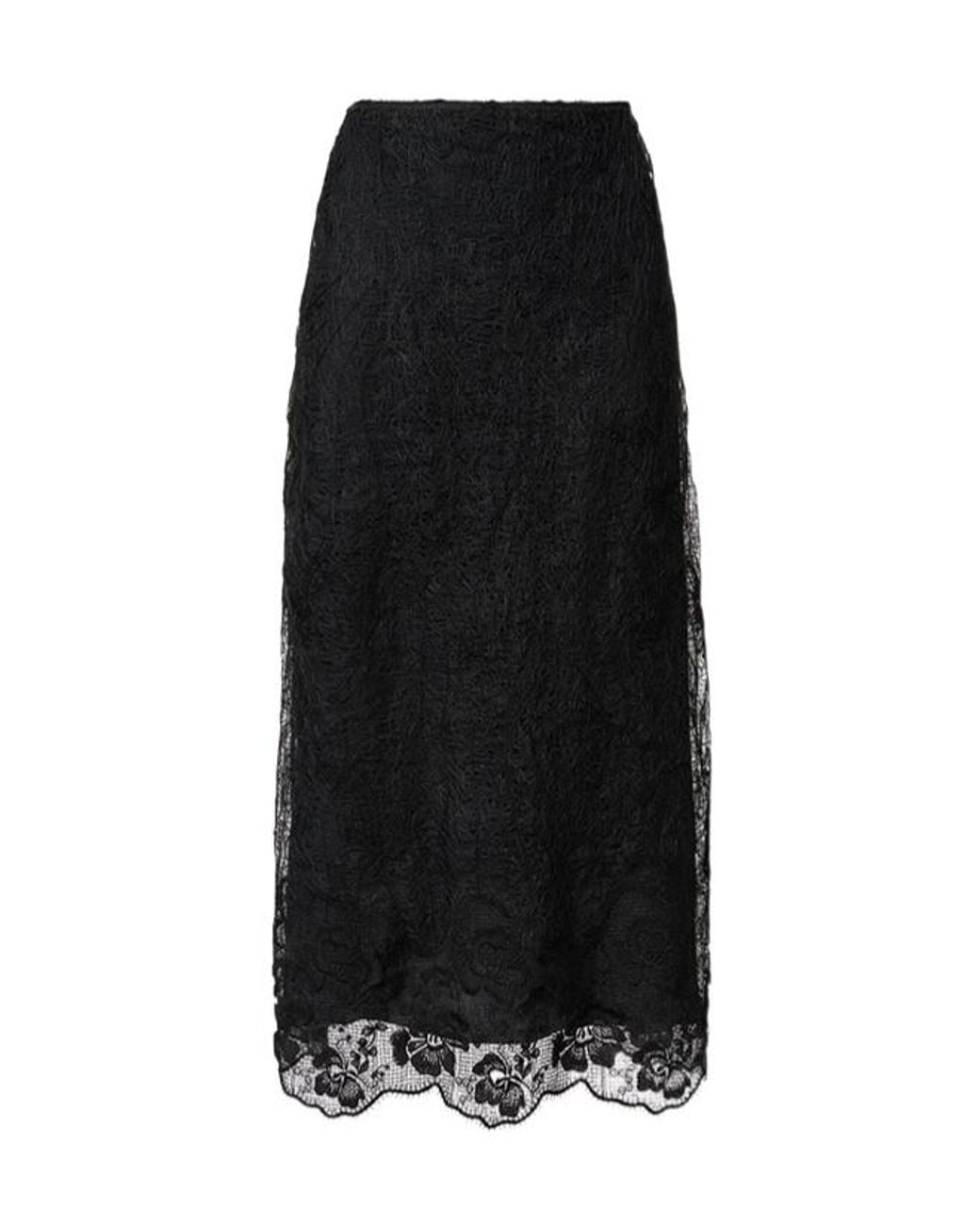 Fabiana Filippi Black Lace A-Line Midi Skirt