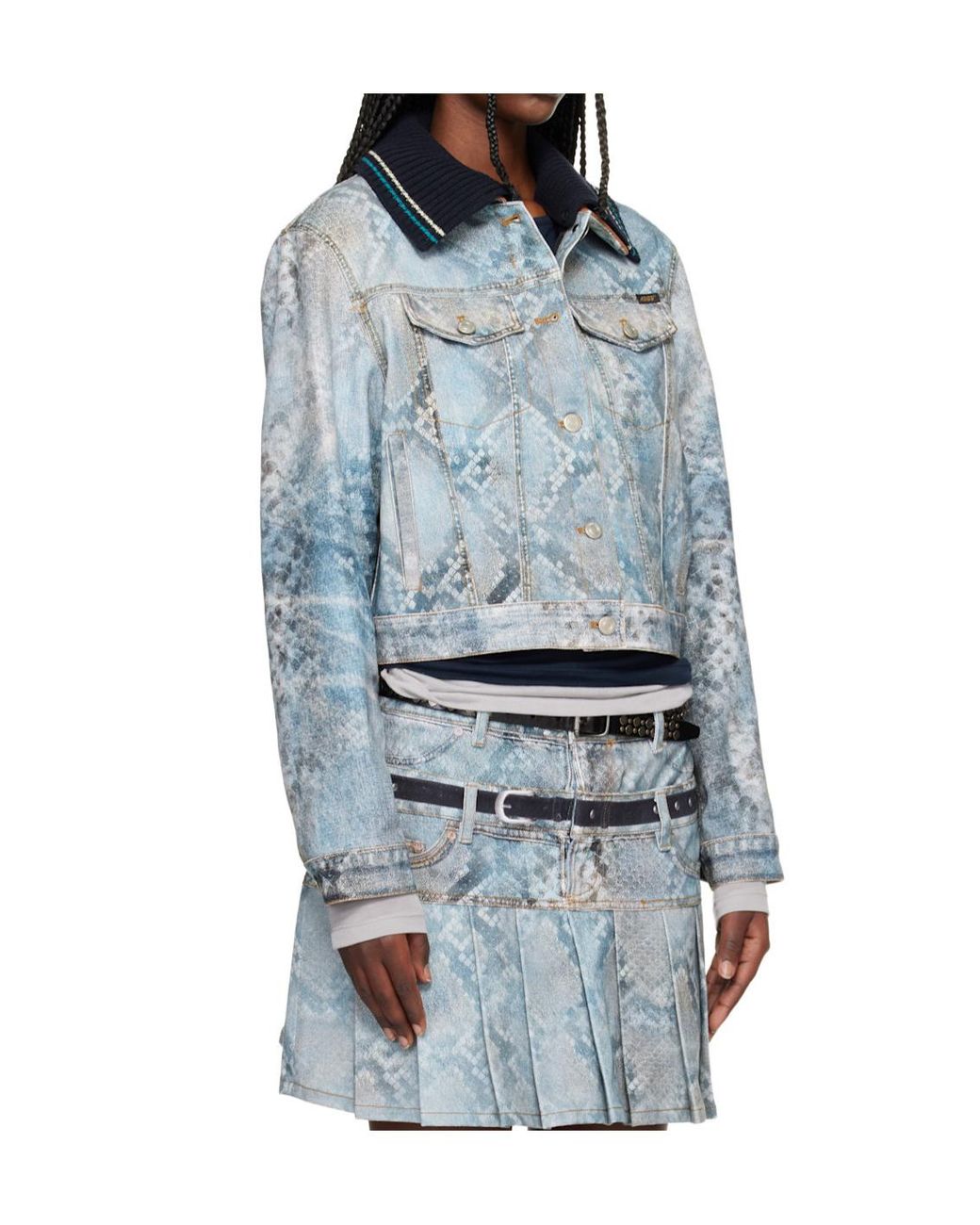 ANDERSSON BELL Blue Python Gradient Print Denim Jacket
