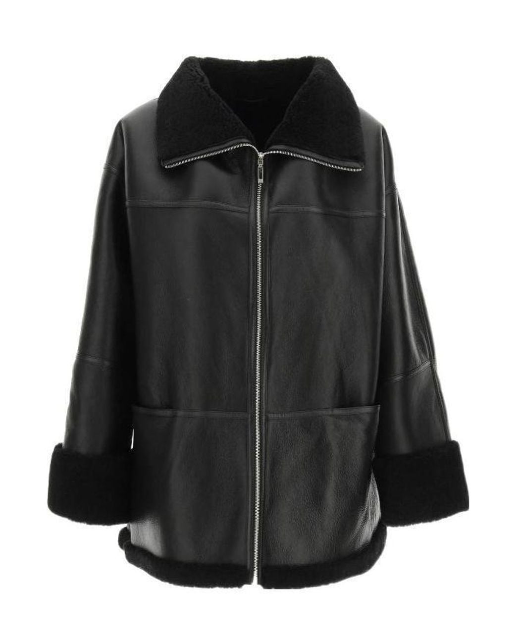 Totême Black Totême Trim Detailed Zip-Up Jacket