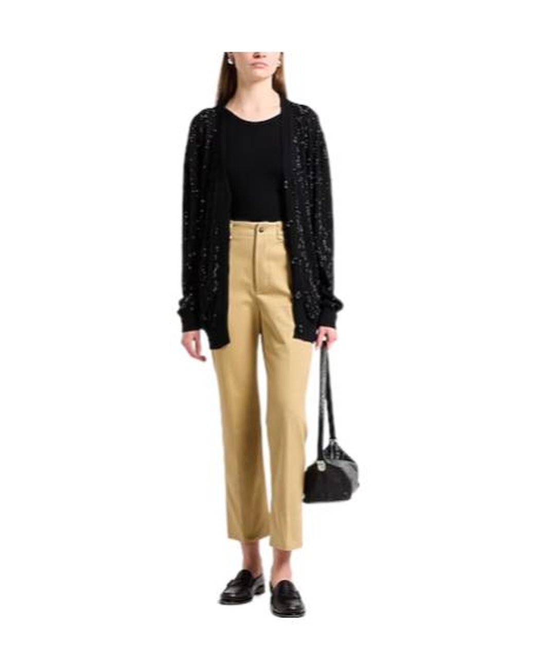 Saint Laurent Natural High Waist Straight Leg Pants