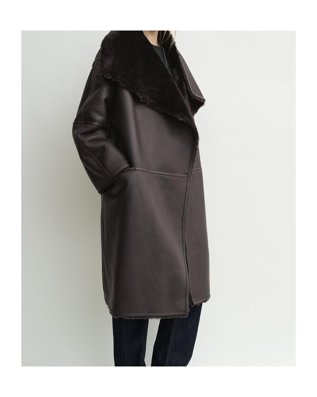 Totême Black Totême Oversized Shearling Coat