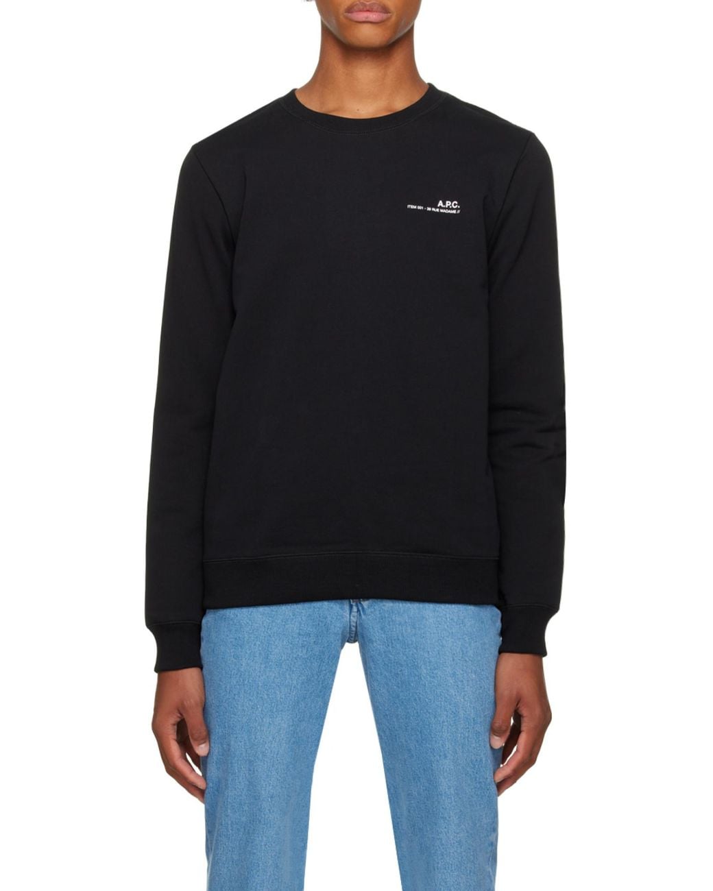 A.P.C. Black Logo Printed Crewneck Sweatshirt for men