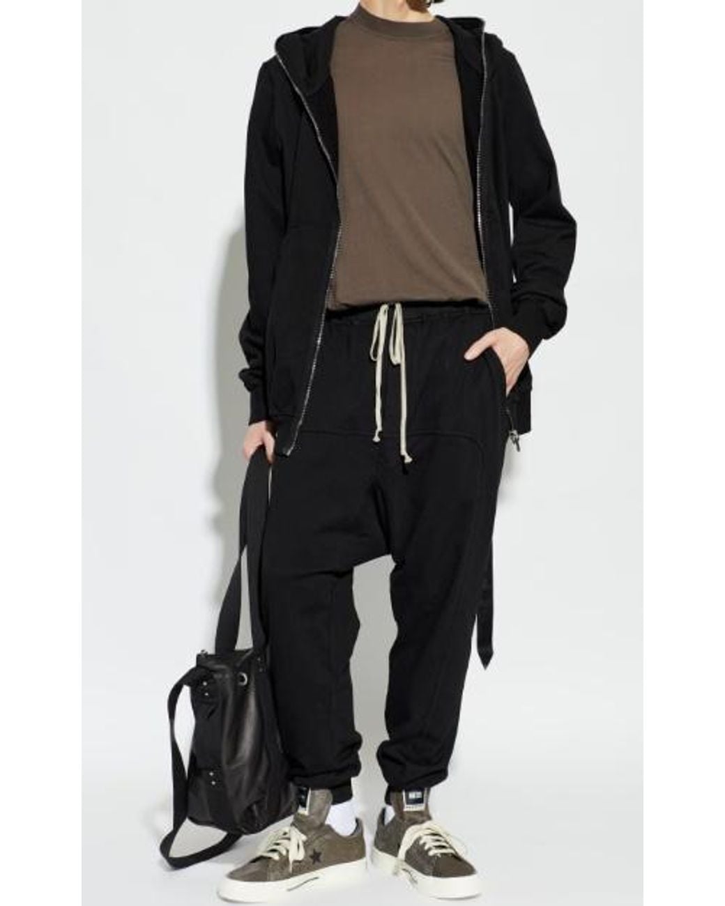 Rick Owens Black Zip-Up Hoodie for men