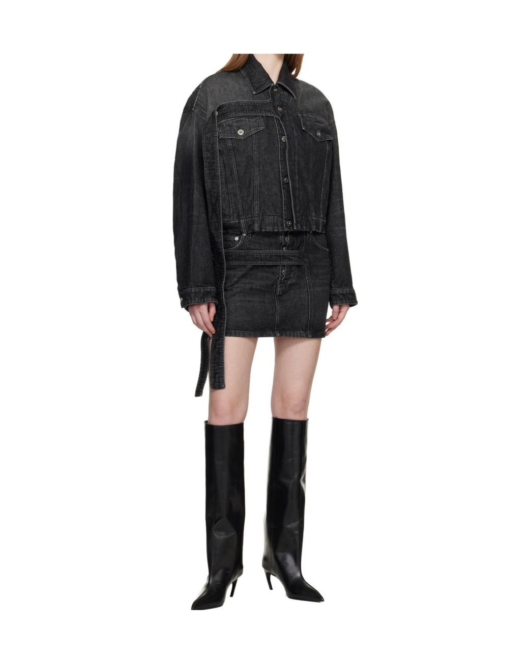 Jean Paul Gaultier Black Low Rise Denim Mini Skirt