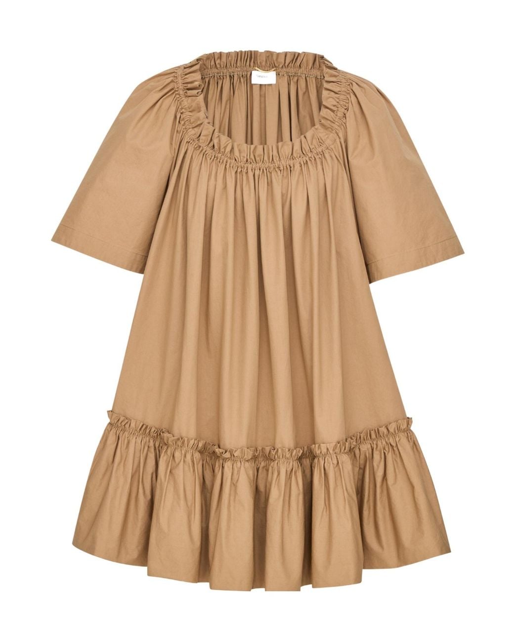 Saint Laurent Natural Ruffled Mini Dress