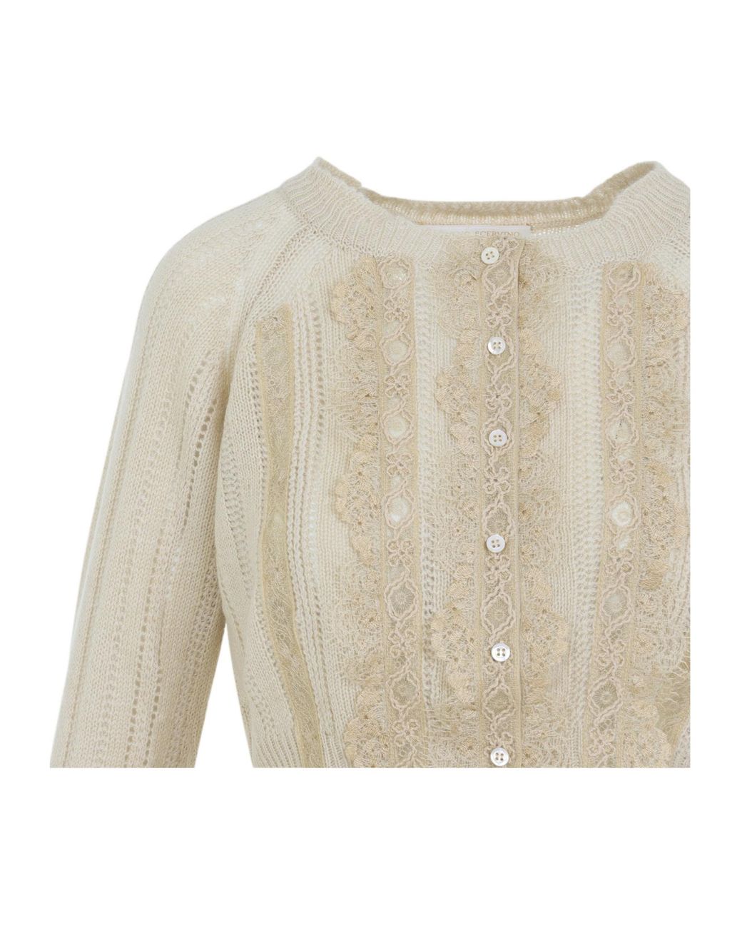 Ermanno Scervino Natural Aphyi Lace Knit Cardigan