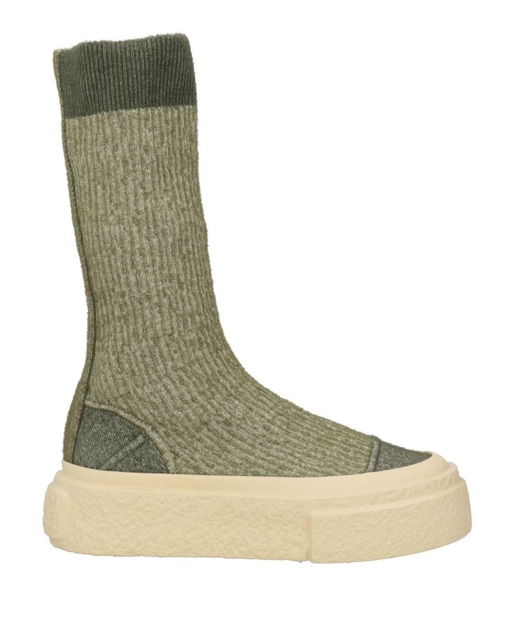 MM6 by Maison Margiela Green Solid Color Platform Boots