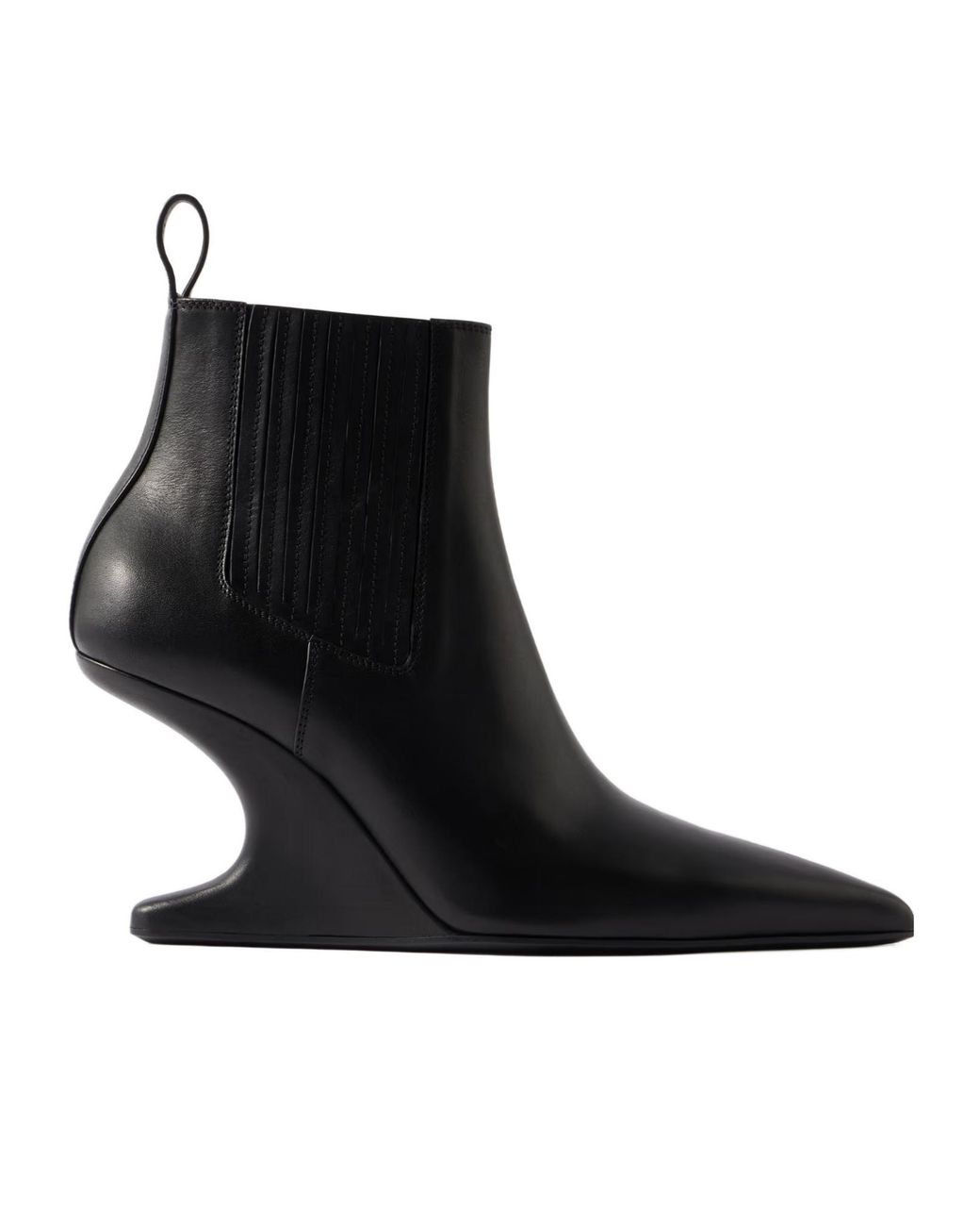 Rick Owens Black Cantilever Leather Ankle Boots
