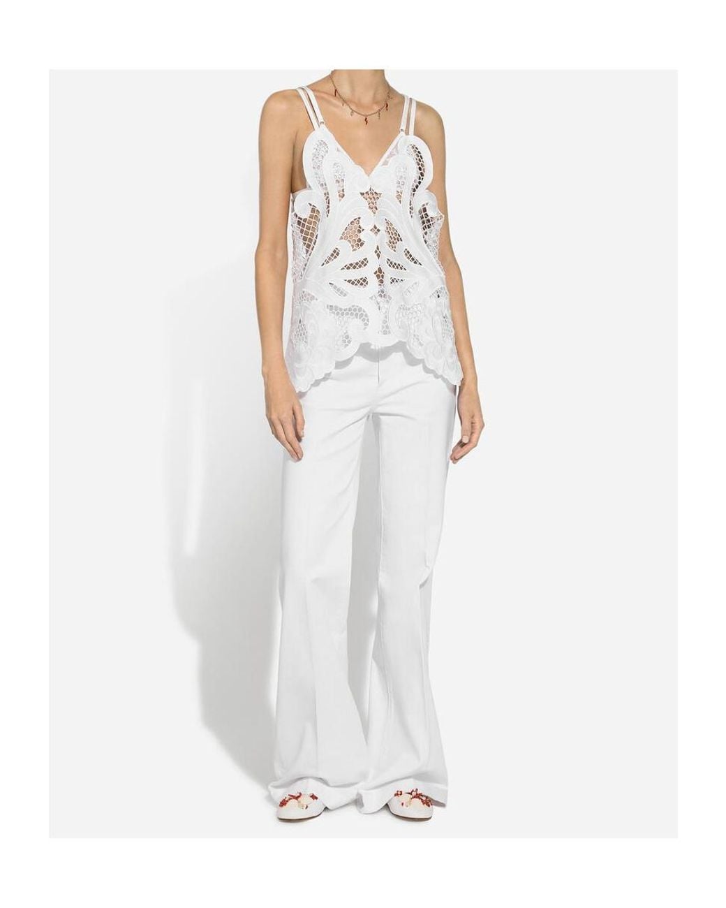 Dolce & Gabbana White Cotton Top With Cut-Out Detailing